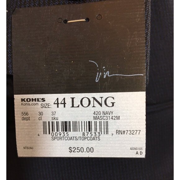 Mens Blazer Marc Anthony Size 44 Long Sport Coat Business Navy Blue Wool Blend N - Picture 7 of 16